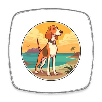 Lévrier norvégien Dunker chien race Cartoon Kawaii - Magnet carré - blanc - Devant