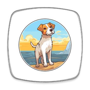 Parson Russell Terrier Dog Breed Cartoon Kawaii - Square fridge magnet - white - Front