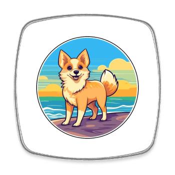 Norvégien Lundehund Race De Chien De Dessin Animé Kawaii Chien - Magnet carré - blanc - Devant