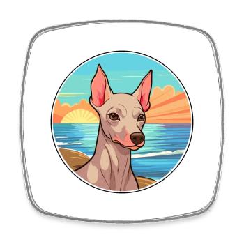 Peruvian Hairless Dog Breed Cartoon Kawaii Clipart - Square fridge magnet - white - Front