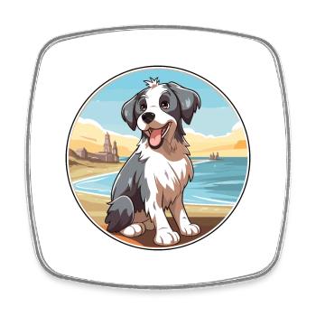 Picardie Schäferhund Hund Rasse Cartoon Kawaii Clipart - Viereckiger Kühlschrankmagnet - Weiß - Vorne