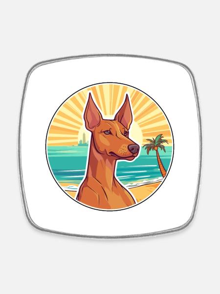 Pharaon chien chien race dessin animé Kawaii Clipart chien - Magnet carré - blanc