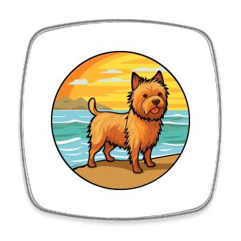 Norwich Terrier Dog Breed Cartoon Kawaii Clipart - Square fridge magnet - white - Front