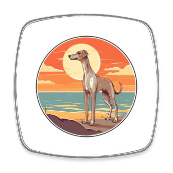 Vieux lévrier croate race de chien dessin animé kawaii - Magnet carré - blanc - Devant