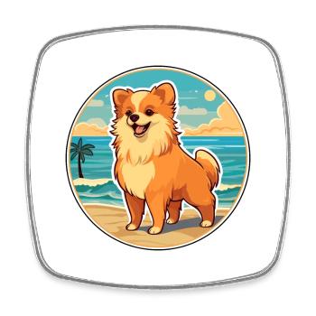 Poméranie allemand Spitz chien race Cartoon Kawaii - Magnet carré - blanc - Devant