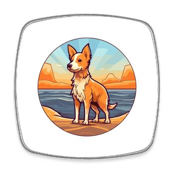 Portugiesischer Podengo Hund Rasse Cartoon Kawaii Hund - Viereckiger Kühlschrankmagnet - Weiß - Vorne
