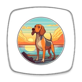 Chien courant norvégien race Cartoon Kawaii Clipart - Magnet carré - blanc - Devant