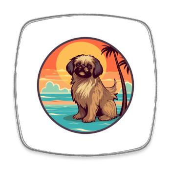 Pékinois chien race dessin animé kawaii clipart chien animal de compagnie - Magnet carré - blanc - Devant