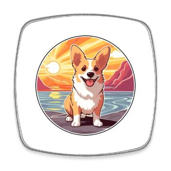 Pembroke Welsh Corgi chien race Cartoon Kawaii chien - Magnet carré - blanc - Devant