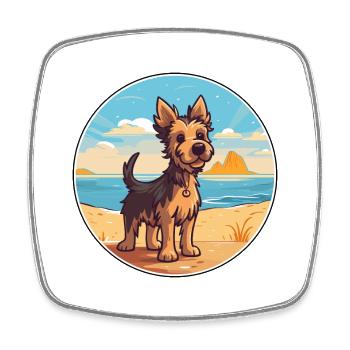 Ormskirk Terrier Hund Rasse Cartoon Kawaii Clipart - Viereckiger Kühlschrankmagnet - Weiß - Vorne