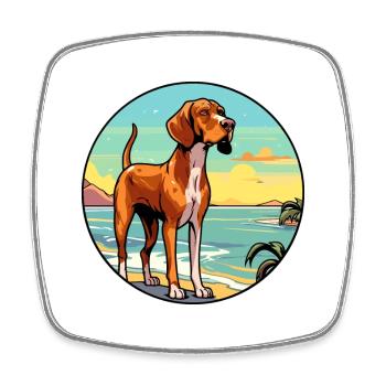 Vieux chien d’arrêt danois race Cartoon Kawaii chien - Magnet carré - blanc - Devant