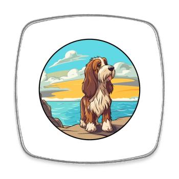 Petit Basset Griffon Vendeen Hunderasse Karikatur - Viereckiger Kühlschrankmagnet - Weiß - Vorne