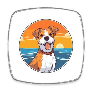 Plummer Terrier Hund Rasse Cartoon Kawaii Clipart - Viereckiger Kühlschrankmagnet - Weiß - Vorne