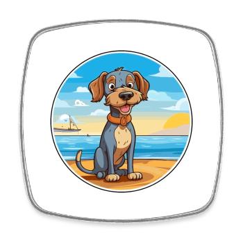Porcelaine chien race dessin animé Kawaii Clipart chien - Magnet carré - blanc - Devant