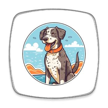 Portugiesisch Cattle Hund Rasse Cartoon Kawaii Clipart - Viereckiger Kühlschrankmagnet - Weiß - Vorne