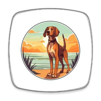 Chien de chasse polonais race chien de bande dessinée Kawaii chien - Magnet carré - blanc - Devant