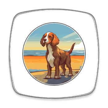 Pont Audemer Épagneul Race Chien Cartoon Kawaii Chien - Magnet carré - blanc - Devant
