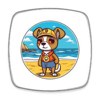 Chien de garde portugais race de chien de dessin animé Kawaii Dog - Magnet carré - blanc - Devant