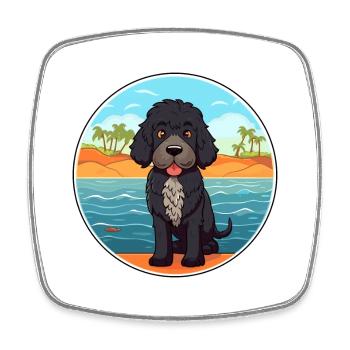 Portuguese Water Dog Breed Cartoon Kawaii Clipart - Square fridge magnet - white - Front