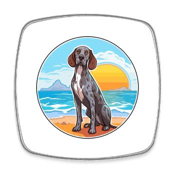 Portuguese Pointer Dog Breed Cartoon Kawaii Dog - Square fridge magnet - white - Front
