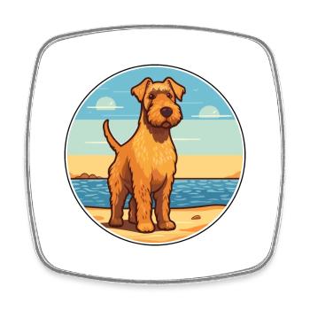 Welsh Terrier Dog Breed Cartoon Kawaii Clipart Dog - Square fridge magnet - white - Front
