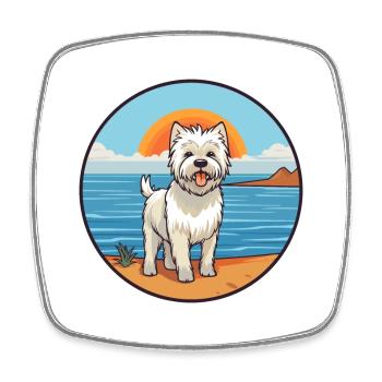 West Highland Terrier Dog Breed Cartoon Kawaii Dog - Square fridge magnet - white - Front