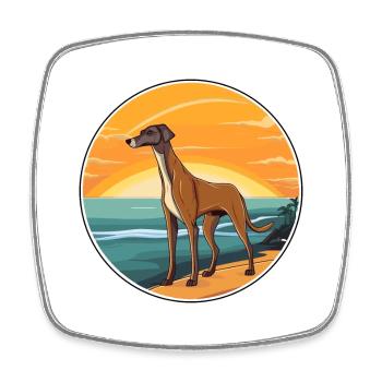 Rampur Greyhound Hund Rasse Cartoon Kawaii Clipart - Viereckiger Kühlschrankmagnet - Weiß - Vorne