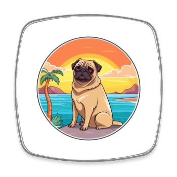 Mops Hund Rasse Cartoon Kawaii Clipart Aquarell - Viereckiger Kühlschrankmagnet - Weiß - Vorne