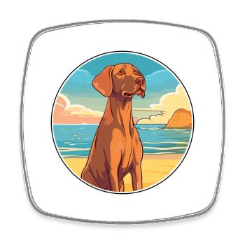 Vizsla Dog Breed Cartoon Kawaii Clipart Watercolor - Square fridge magnet - white - Front