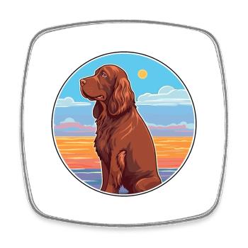 Sussex Épagneul chien race Cartoon Kawaii Clipart - Magnet carré - blanc - Devant