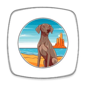 Weimaraner Hund Rasse Cartoon Kawaii Clipart Hund - Viereckiger Kühlschrankmagnet - Weiß - Vorne