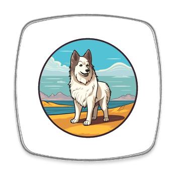 Westsibirische Laika-Hunderasse Karikatur Kawaii-Hund - Viereckiger Kühlschrankmagnet - Weiß - Vorne