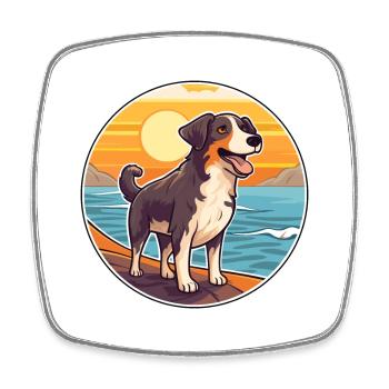 Welsh SheepDog race chien Cartoon Kawaii Clipart - Magnet carré - blanc - Devant