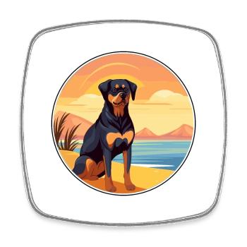Rottweiler chien race dessin animé Kawaii Clipart chien - Magnet carré - blanc - Devant