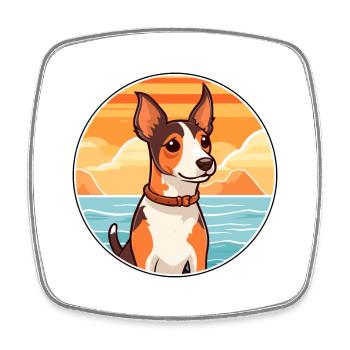 Jouet Fox Terrier chien race Cartoon Kawaii Clipart - Magnet carré - blanc - Devant