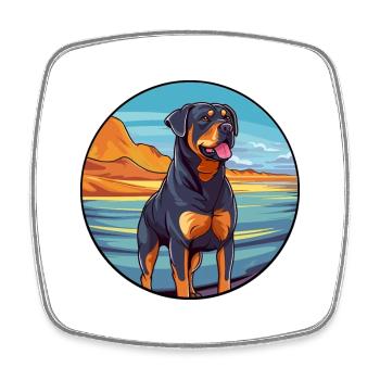 Rottweiler chien race dessin animé Kawaii Clipart chien - Magnet carré - blanc - Devant