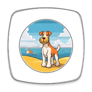 Fil Fox Terrier chien race Cartoon Kawaii Clipart - Magnet carré - blanc - Devant
