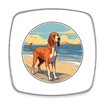 Russischer Jagdhund Rasse Cartoon Kawaii Clipart Hund - Viereckiger Kühlschrankmagnet - Weiß - Vorne