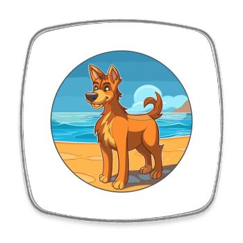Uruguayen Cimarron Chien Race Cartoon Kawaii Chien - Magnet carré - blanc - Devant