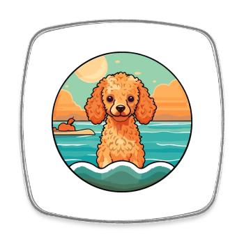 Toy Poodle Dog Breed Cartoon Kawaii Clipart Dog - Square fridge magnet - white - Front