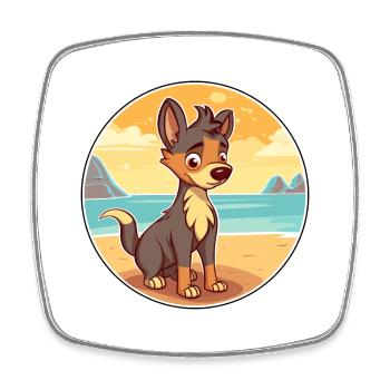 Russe Européen Laika Chien Race Cartoon Kawaii - Magnet carré - blanc - Devant