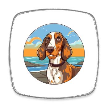 Russian Harlequin Hound Dog Breed Cartoon Kawaii - Square fridge magnet - white - Front