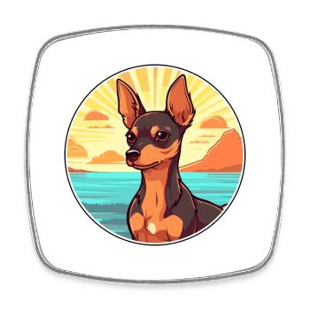 Russian Toy Terrier Dog Breed Cartoon Kawaii Dog - Square fridge magnet - white - Front