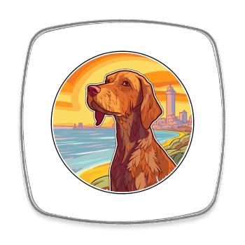 Drahthaar Vizsla Hund Rasse Cartoon Kawaii Clipart - Viereckiger Kühlschrankmagnet - Weiß - Vorne