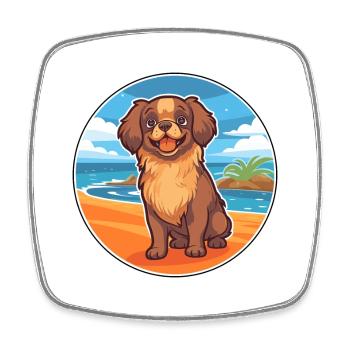 Épagneul tibétain chien race Cartoon Kawaii Clipart - Magnet carré - blanc - Devant