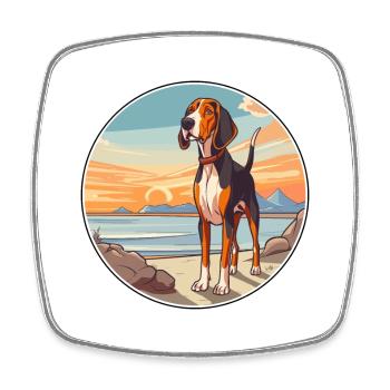 Treeing Walker Coonhound Dog Breed Cartoon Kawaii - Square fridge magnet - white - Front