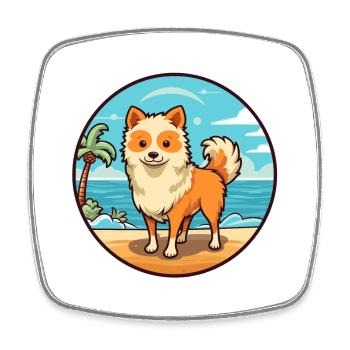 Toy German Spitz Dog Breed Cartoon Kawaii Clipart - Square fridge magnet - white - Front