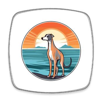 Whippet Dog Breed Cartoon Kawaii Clipart Dog Pet - Square fridge magnet - white - Front