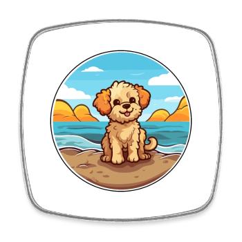 Russian Toy Dog Breed Cartoon Kawaii Clipart Dog - Square fridge magnet - white - Front