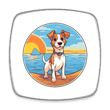 Russell Terrier Hund Rasse Cartoon Kawaii Clipart - Viereckiger Kühlschrankmagnet - Weiß - Vorne